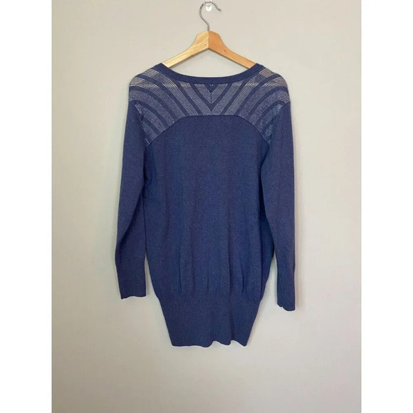 Lolë Lole Womens Sz Large Long Sleeve Mesh Knit V-Neck Navy Pullover Activewear - Picture 12 of 16